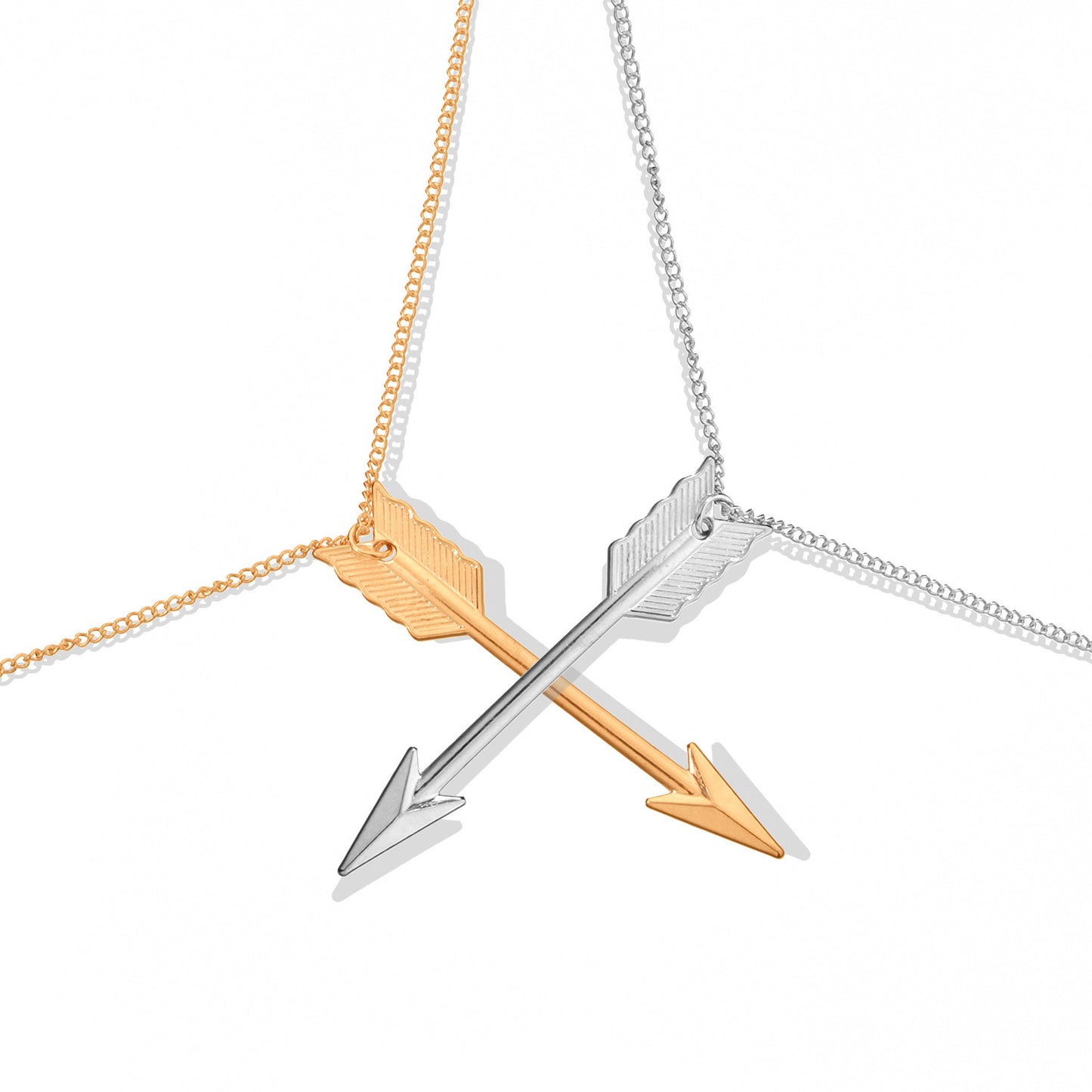 Vintage Arrow Pendant Necklace for Women Geometric Cross Chain Alloy Sweater Chain