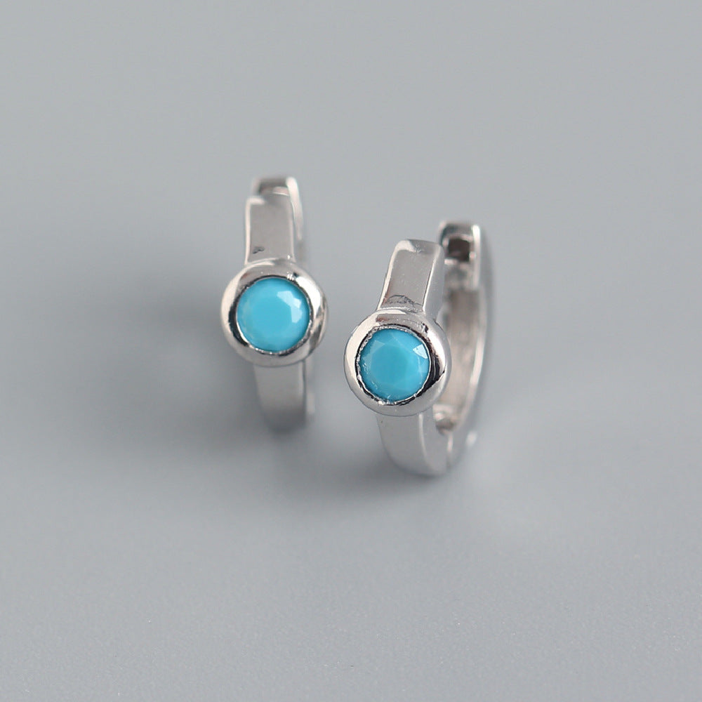 Minimalist Luxury 925 Sterling Silver Geometric Round Cubic Zirconia Hoop Earrings