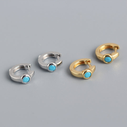 Aretes de aro de lujo minimalistas de plata de ley 925 con circonitas cúbicas redondas geométricas