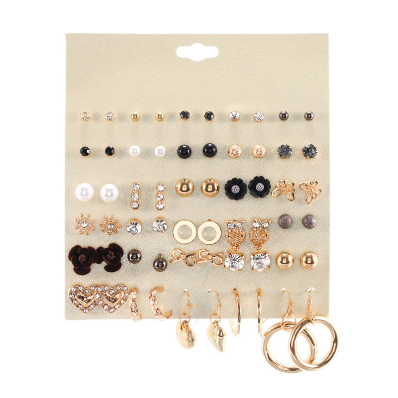 Fashion Geometric Alloy Resin Pearl Earrings with Micro-inlay Rhinestones for Women