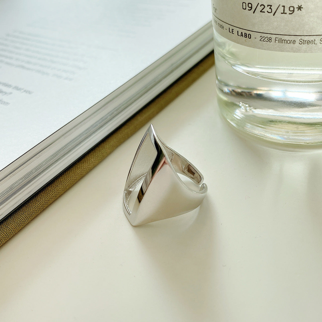 Minimalist Elegant 925 Sterling Silver Rectangle Geometric Hollow Ring for Women