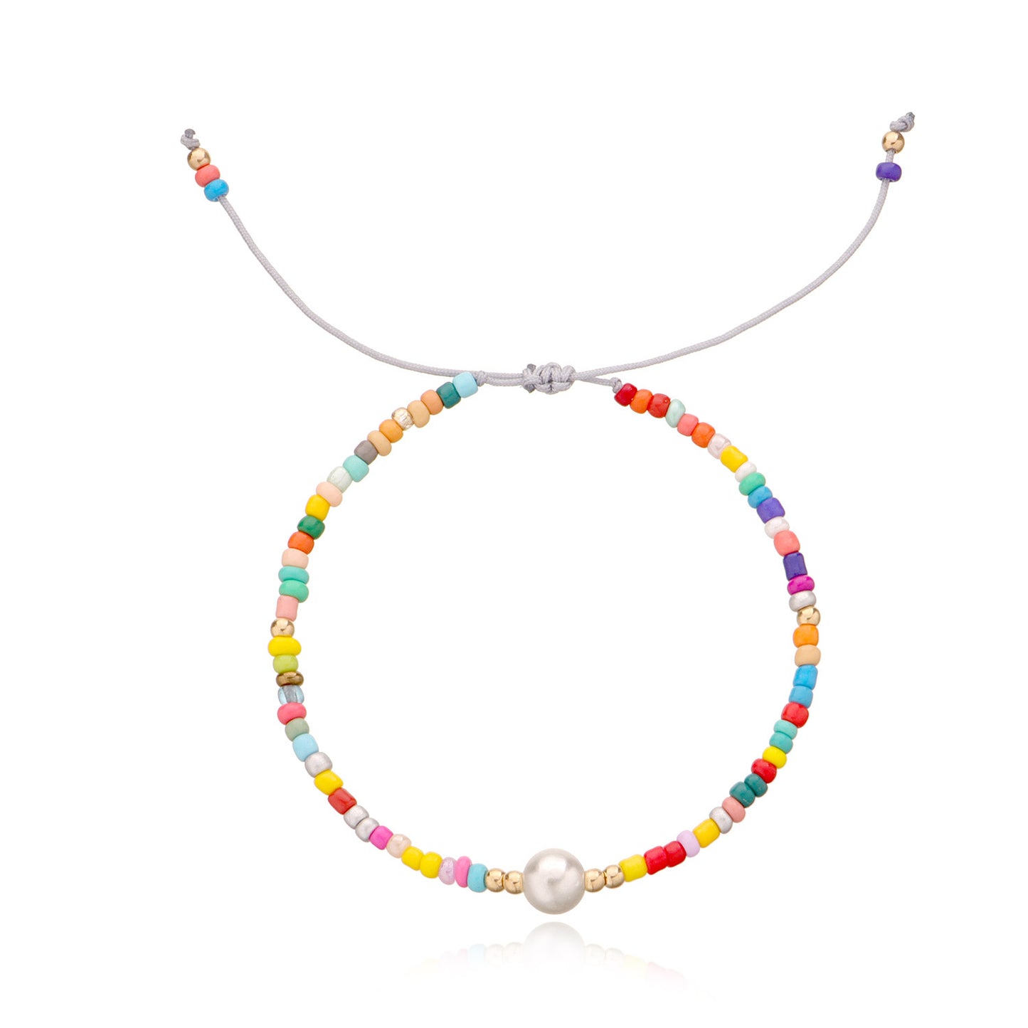 Hand-threaded Colorful Seed Bead and Pearl Bracelet for Women Geometric Minimalist Fashion Bracelet