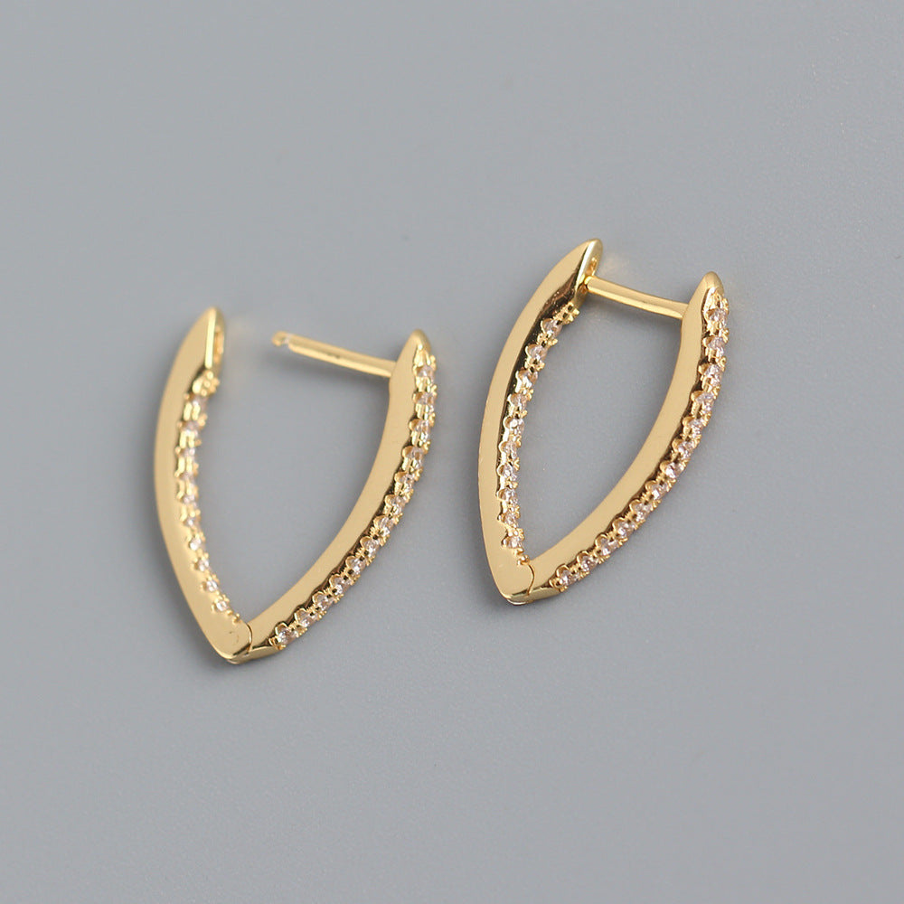 Geometric Sterling Silver Inlay Rhinestone Earrings for Women, S925 Pure Silver Drop Earrings, YHE0196
