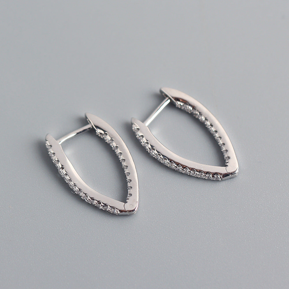 Geometric Sterling Silver Inlay Rhinestone Earrings for Women, S925 Pure Silver Drop Earrings, YHE0196
