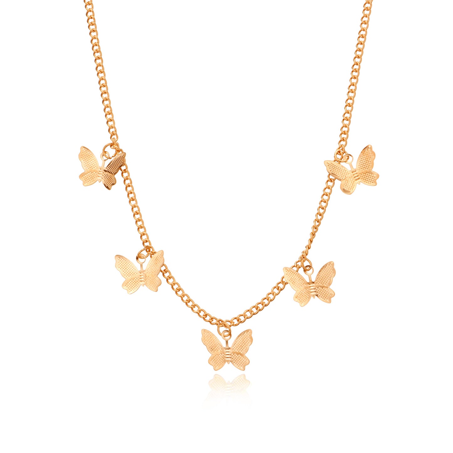 Women's Alloy Butterfly Pendant Necklace Fashion Casual Cross Chain Jewelry