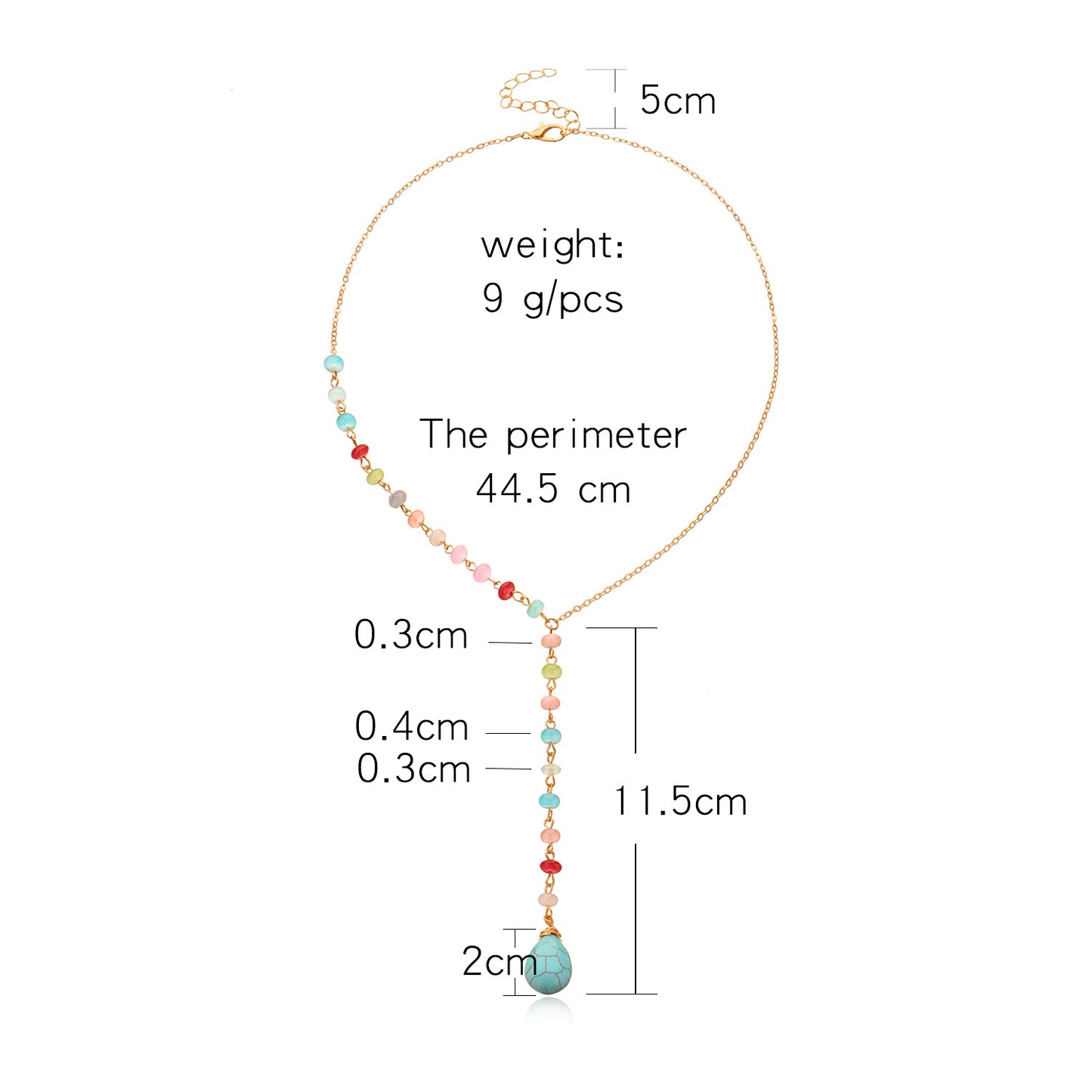 Geometric Turquoise Pendant Necklace for Women Alloy Wave Chain Plated Minimalist Fashion Necklace