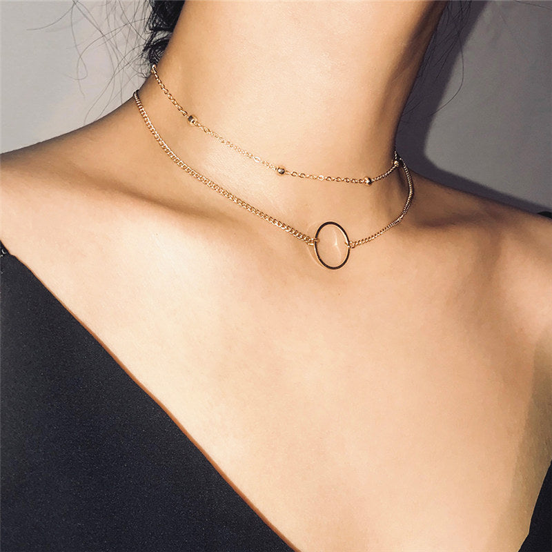 Minimalist Geometric Alloy Cross Chain Necklace for Women