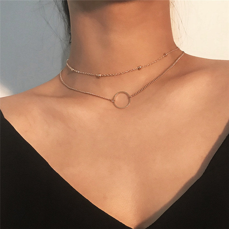 Minimalist Geometric Alloy Cross Chain Necklace for Women