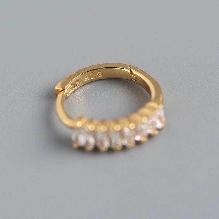 Pendientes de tuerca de plata esterlina 925 con incrustaciones geométricas de diamantes de imitación para hombres y mujeres unisex