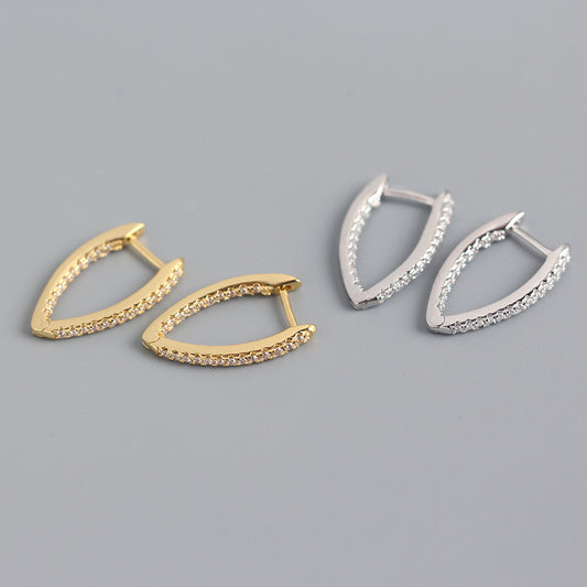 Aretes de plata esterlina geométrica con incrustaciones de diamantes de imitación para mujer, aretes colgantes de plata pura S925, YHE0196