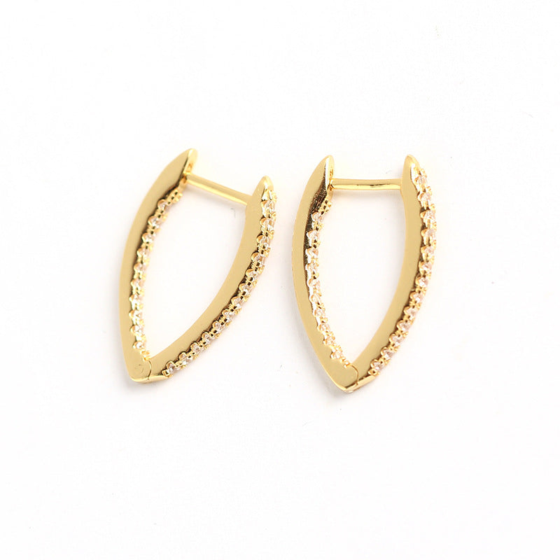 Geometric Sterling Silver Inlay Rhinestone Earrings for Women, S925 Pure Silver Drop Earrings, YHE0196