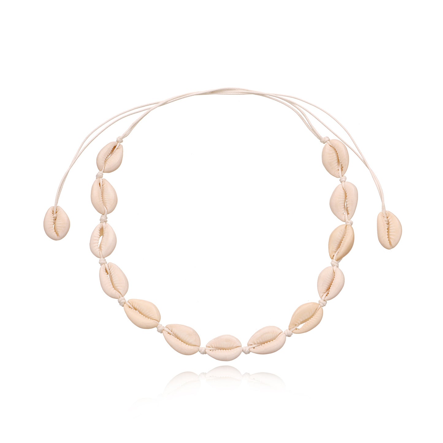 Fashion Hand-Knotted Clavicle Necklace for Women Shell Pendant on Cross Chain