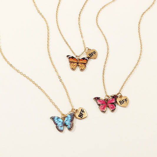 Minimalist Butterfly Pendant Necklace in Alloy with Plating Finish on Box Chain for Women