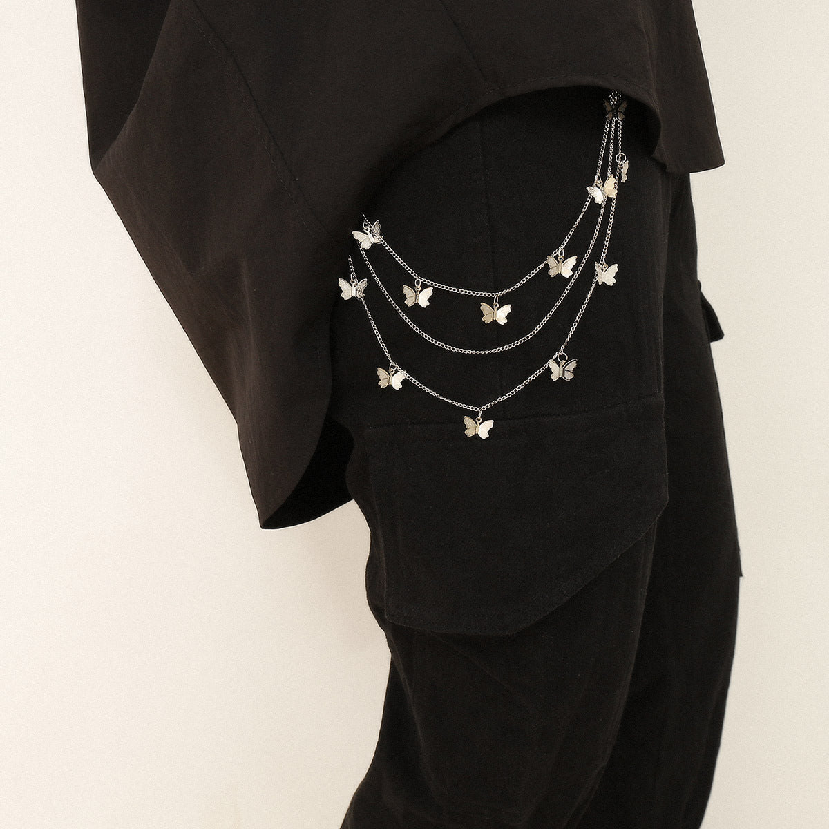 Punk Tassel Butterfly Baking Varnish Alloy Body Chain Waist Chain for Women