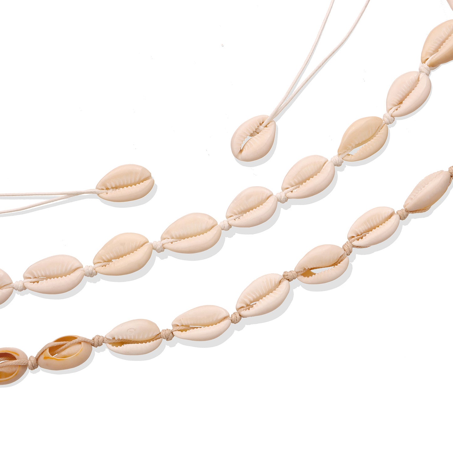 Fashion Hand-Knotted Clavicle Necklace for Women Shell Pendant on Cross Chain