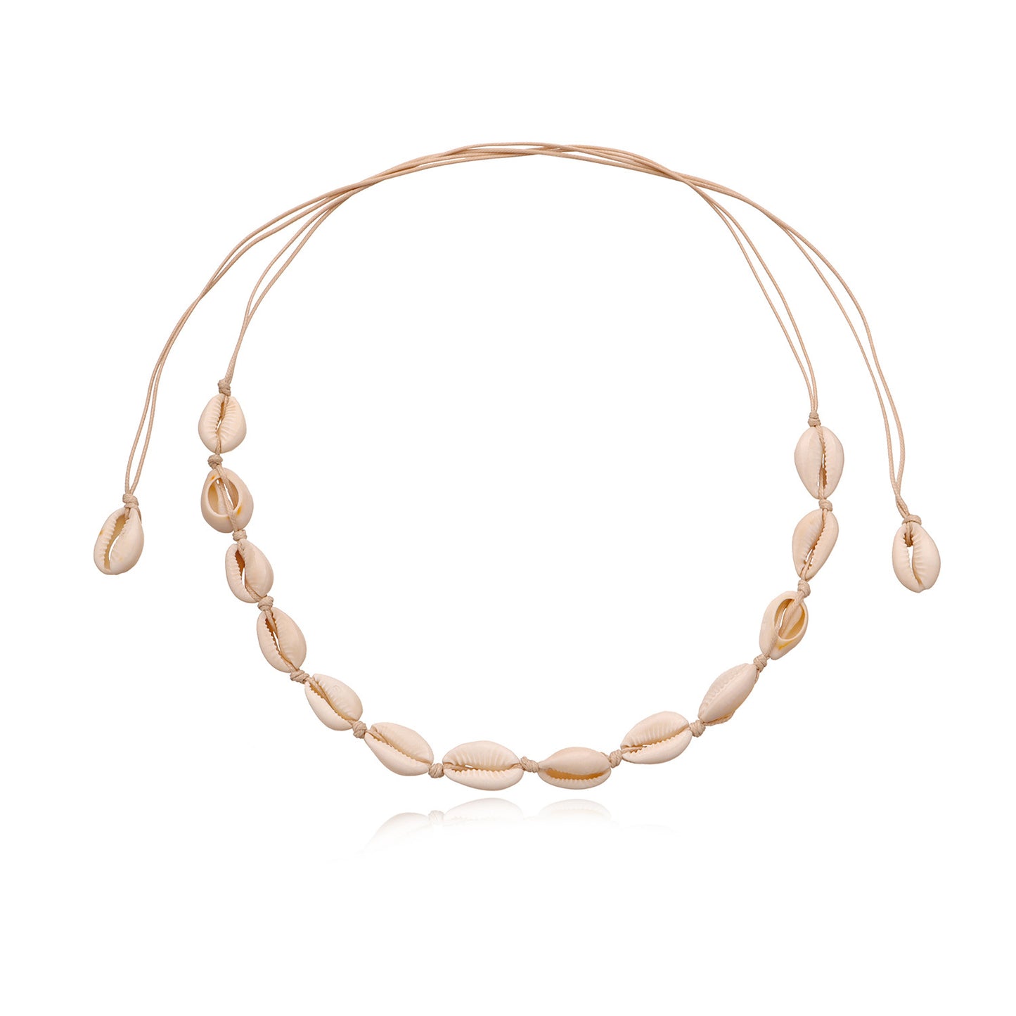 Fashion Hand-Knotted Clavicle Necklace for Women Shell Pendant on Cross Chain