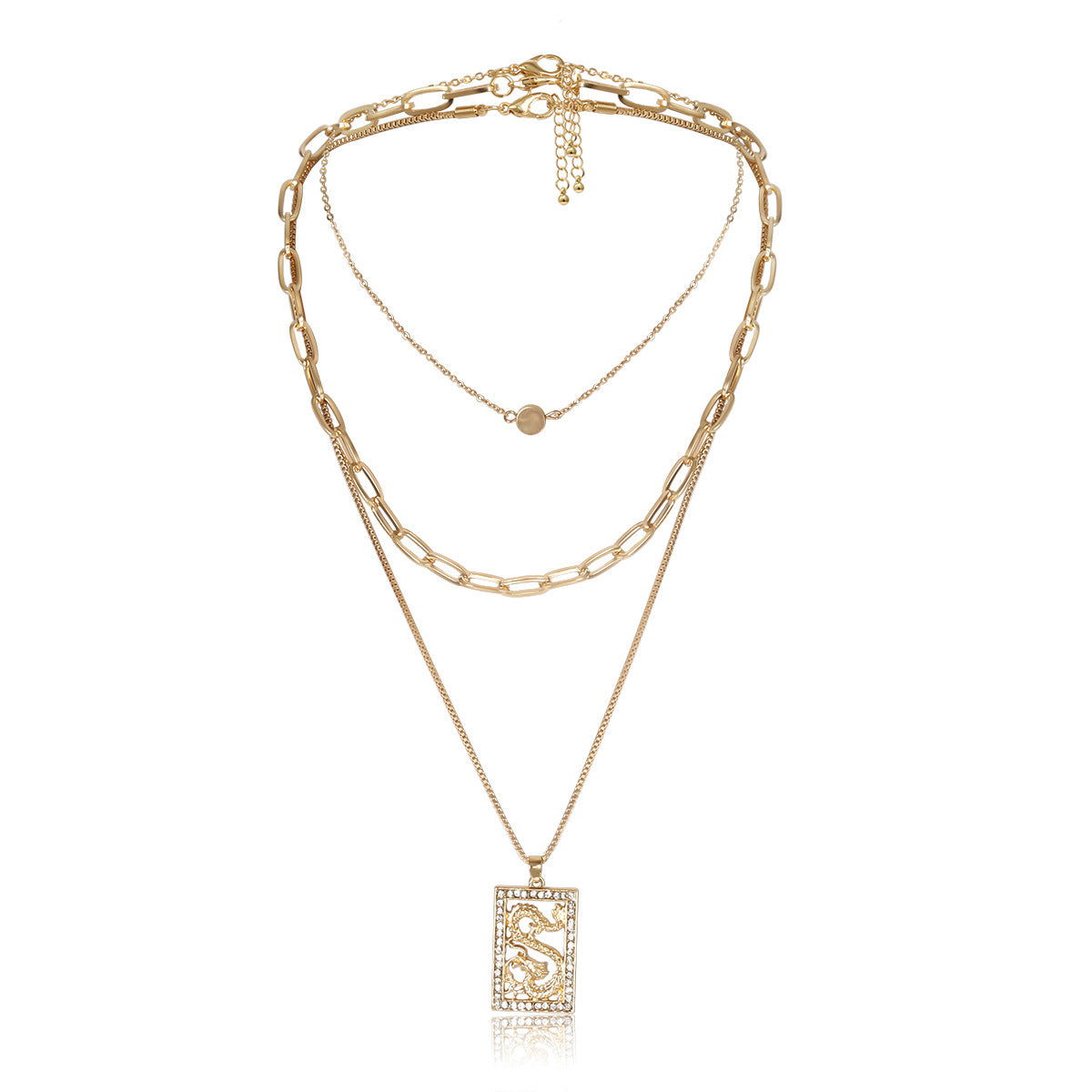 Punk Rhinestone Inlaid Cross Pendant Alloy Snake Chain Necklace for Women