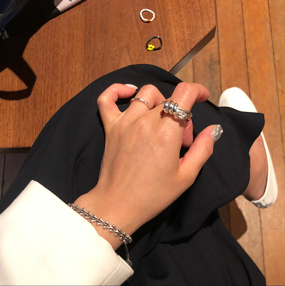 Minimalist 925 Sterling Silver Heart Inlay Ring for Women
