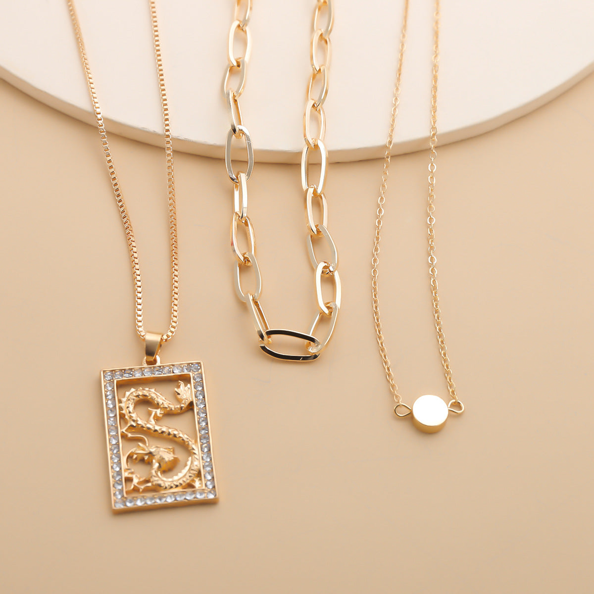 Punk Rhinestone Inlaid Cross Pendant Alloy Snake Chain Necklace for Women