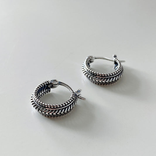 Orecchini da donna in argento sterling S925, stile francese, vintage minimalista, con lettera, design ad anello geometrico, gioielli placcati