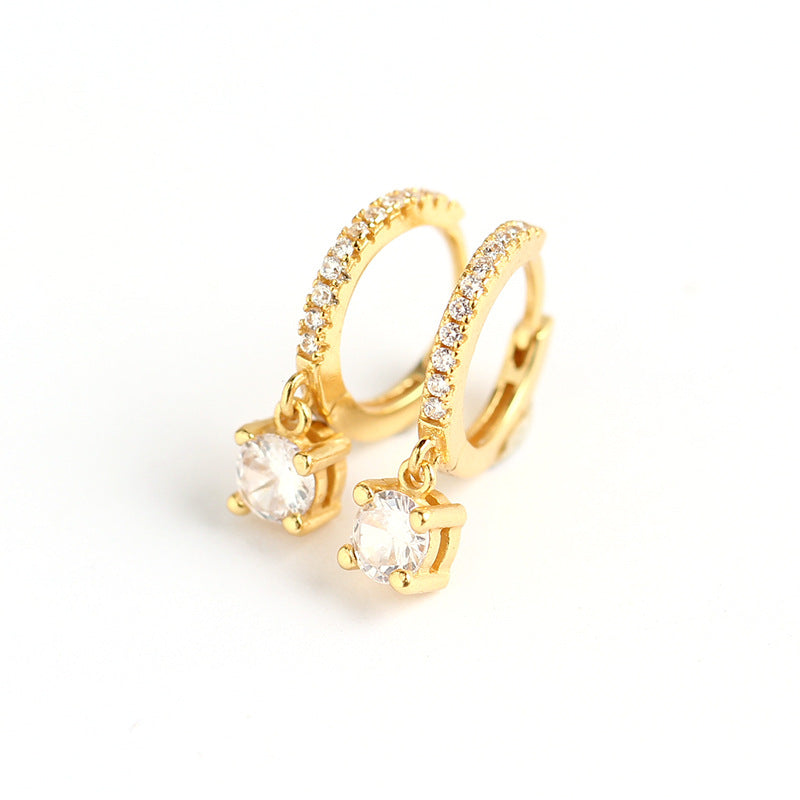 Luxury Elegant Geometric Square 925 Sterling Silver Inlaid Rhinestone Earrings for Women