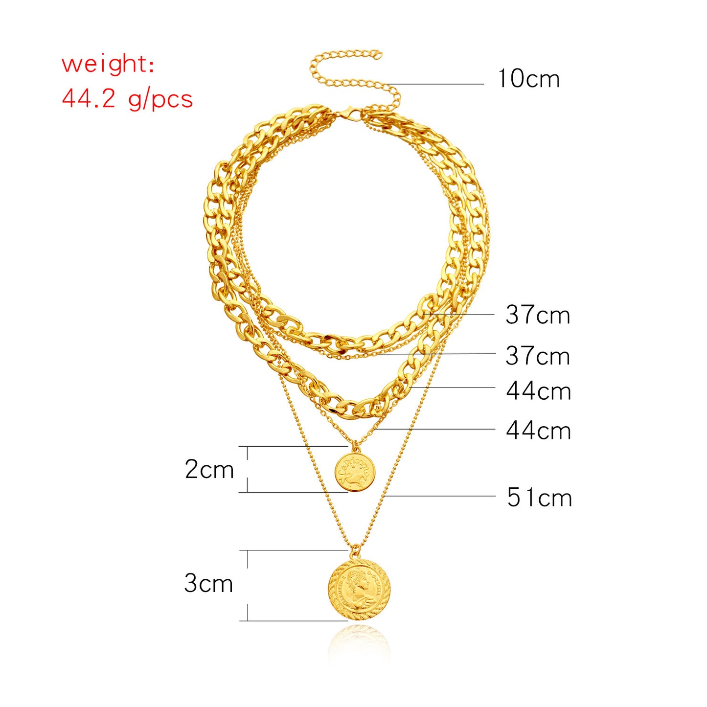 Women's Geometric Alloy Multi-Layer Pendant Necklace, Plated Cross Chain Fashion Jewelry, Stylish Handmade Accessory