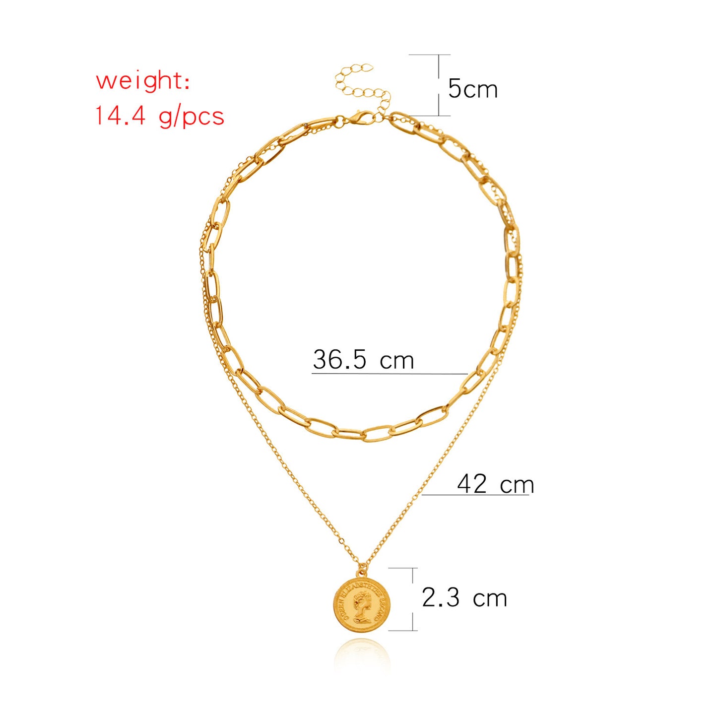 Punk Streetwear Geometric Cross Chain Necklace for Women, Double Layer Alloy Pendant Jewelry, Plated Finish