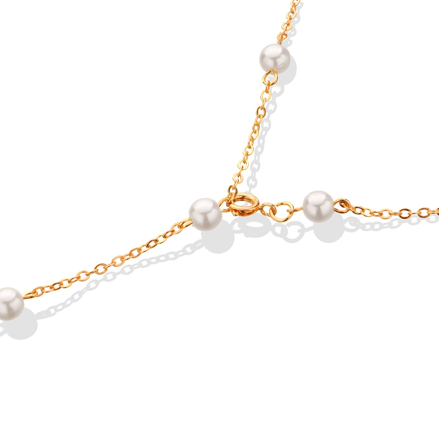 Fashion Cross Pendant Necklace for Women Alloy Multi-Layer Adjustable Pearl-Style Necklace