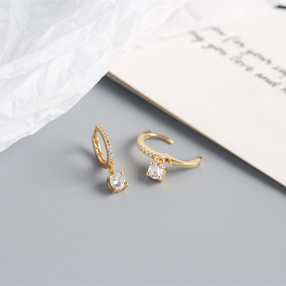 Luxury Elegant Geometric Square 925 Sterling Silver Inlaid Rhinestone Earrings for Women