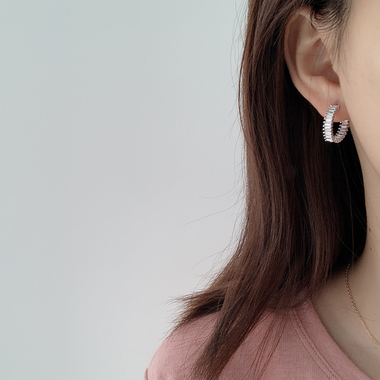 S925 Sterling Silver C-Shaped Rhinestone Earrings for Women Minimalist Luxury Earrings