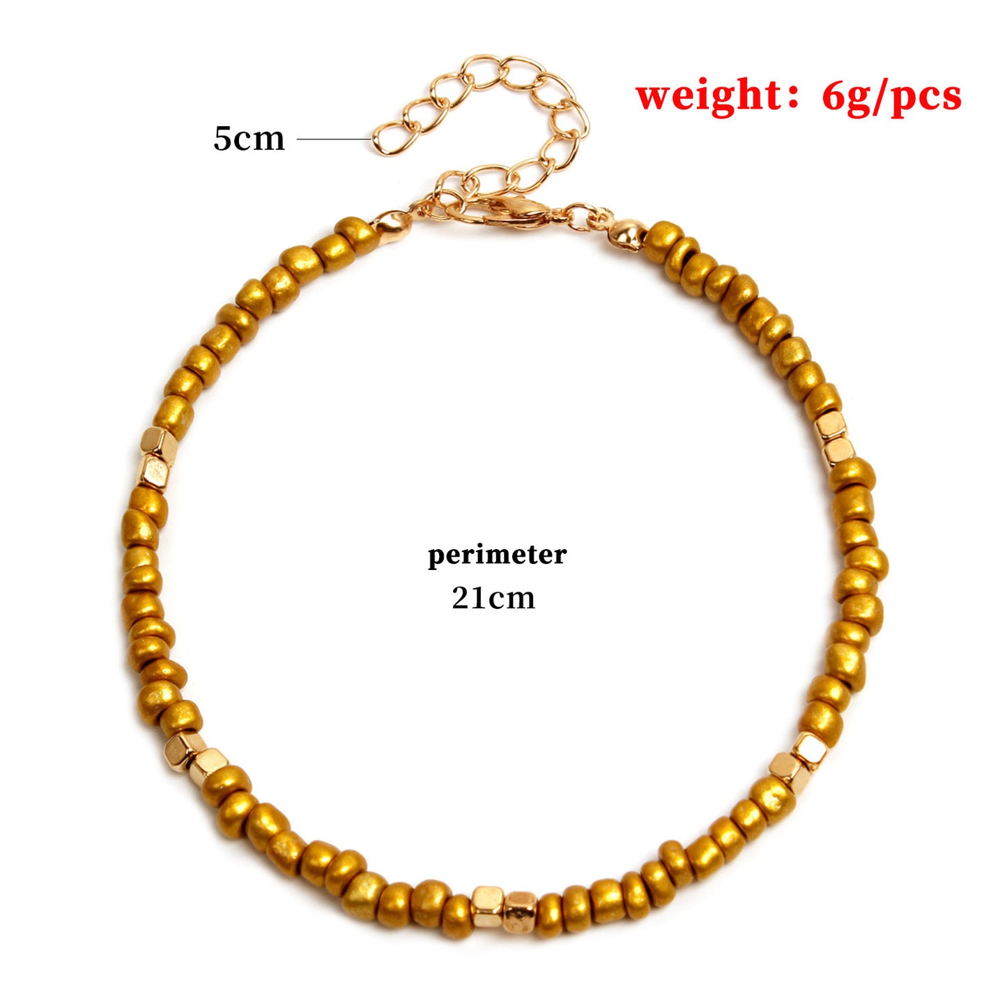 Geometric Gold Glass Beads Anklet for Women