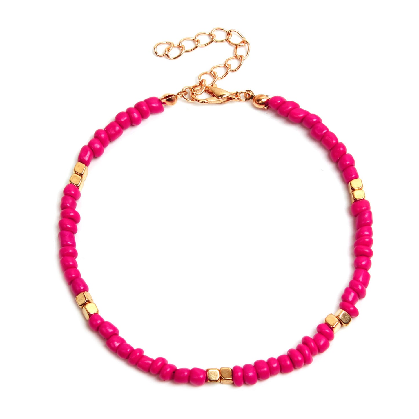 Geometric Gold Glass Beads Anklet for Women