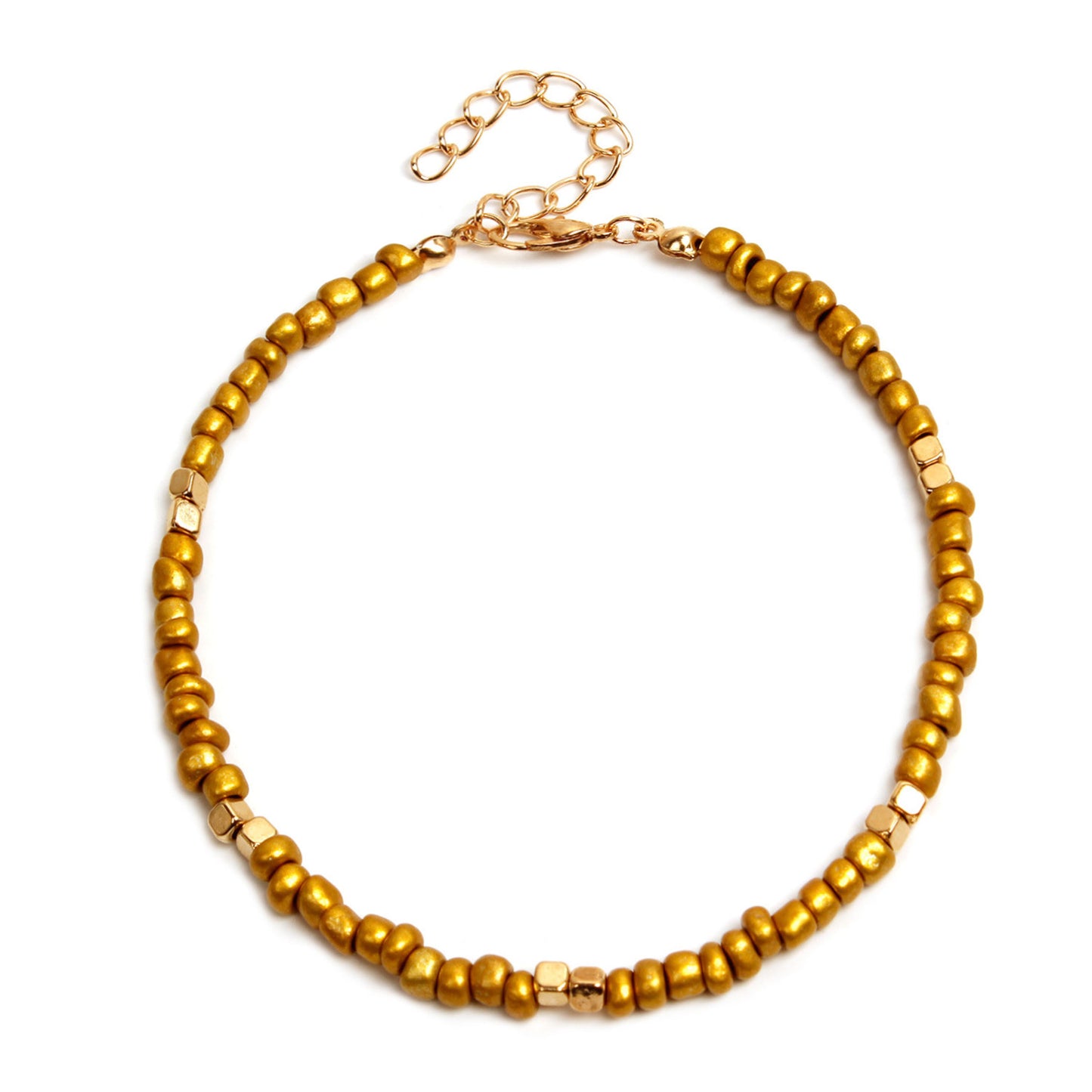 Geometric Gold Glass Beads Anklet for Women