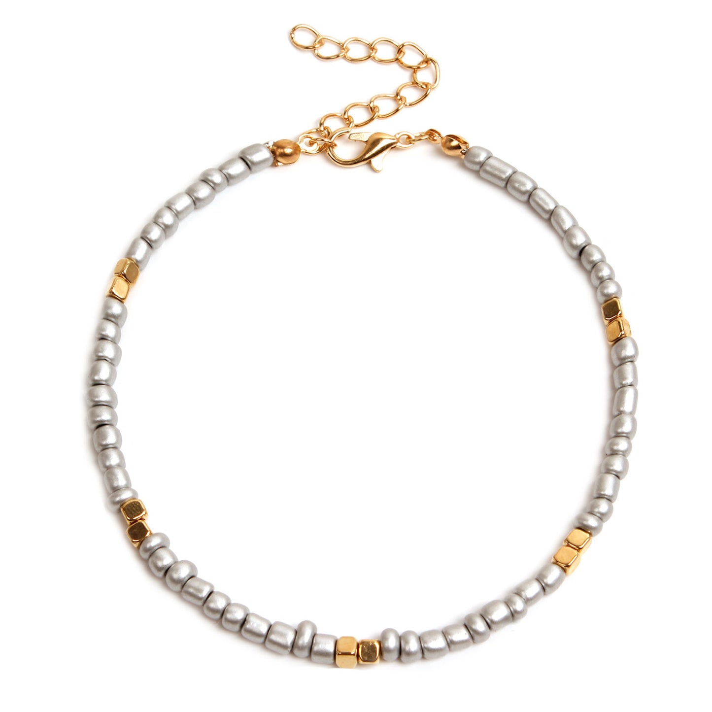 Geometric Gold Glass Beads Anklet for Women