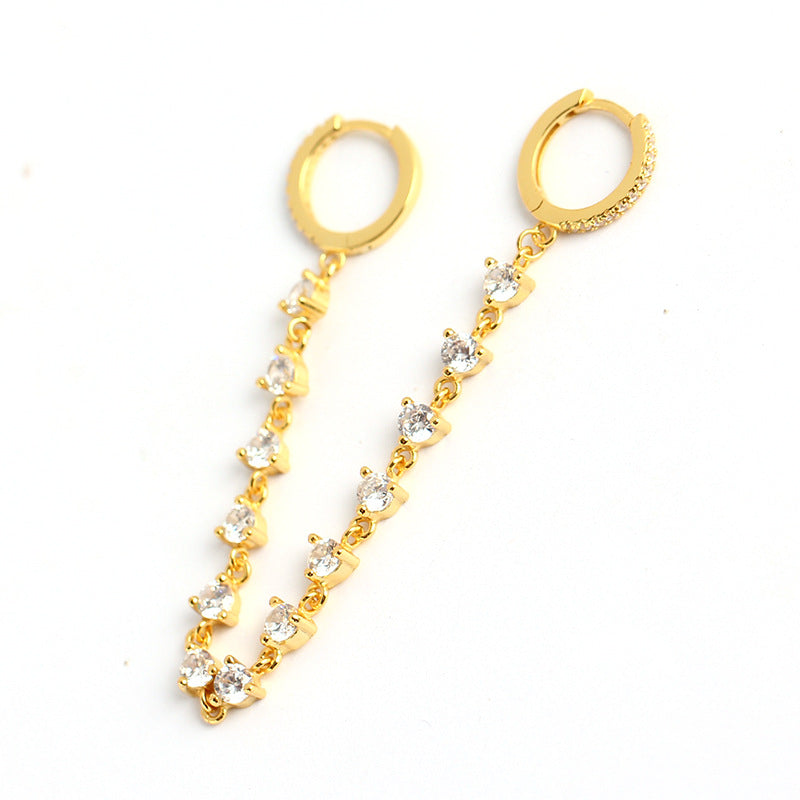 Luxury Elegant 925 Sterling Silver Geometric Diamond Tassel Earrings