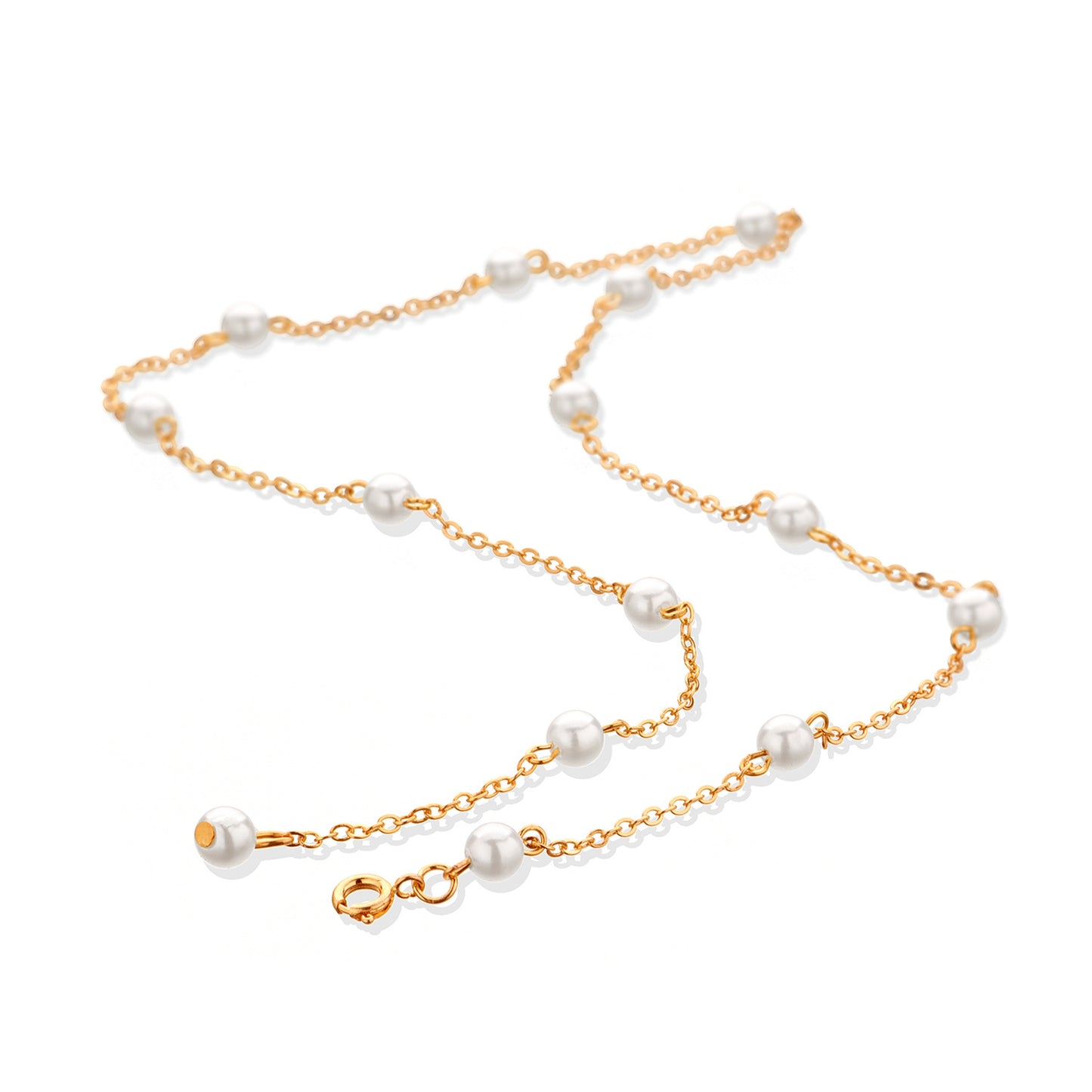 Fashion Cross Pendant Necklace for Women Alloy Multi-Layer Adjustable Pearl-Style Necklace