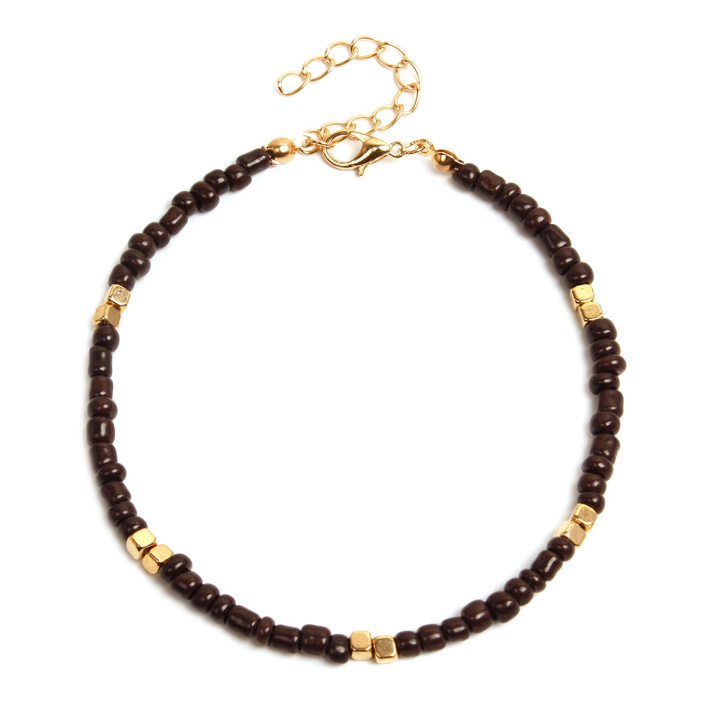 Geometric Gold Glass Beads Anklet for Women
