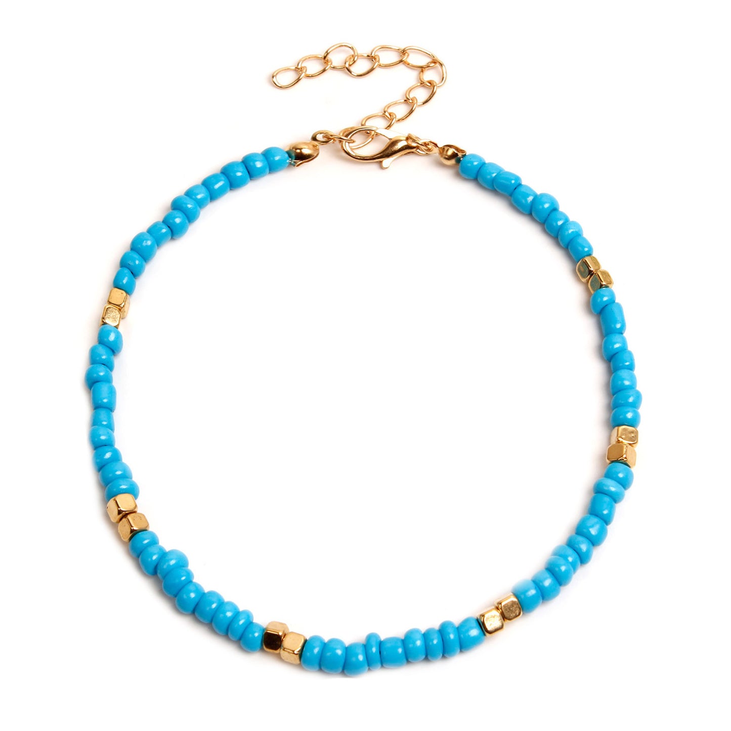 Geometric Gold Glass Beads Anklet for Women
