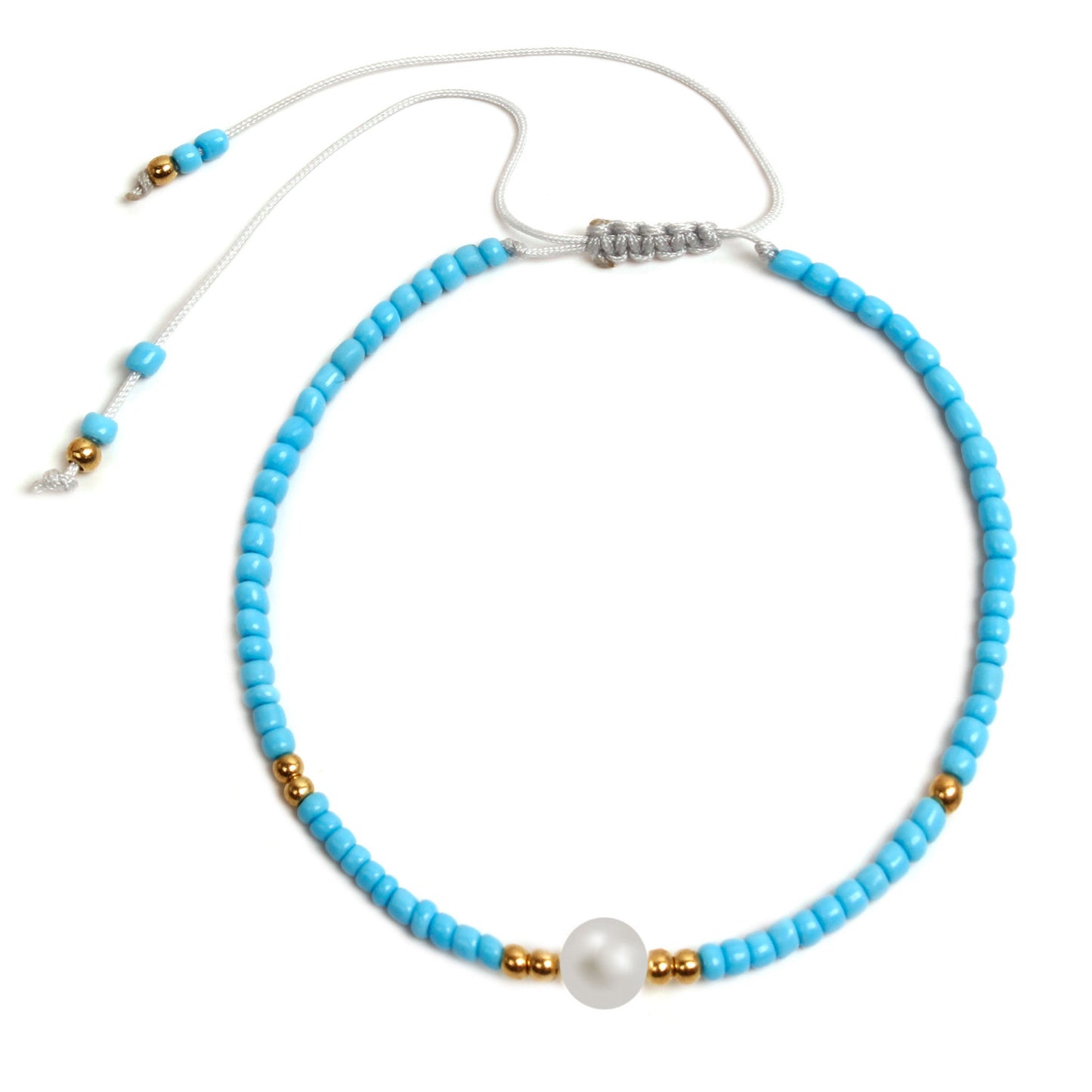 Hand-threaded Colorful Seed Bead and Pearl Bracelet for Women Geometric Minimalist Fashion Bracelet