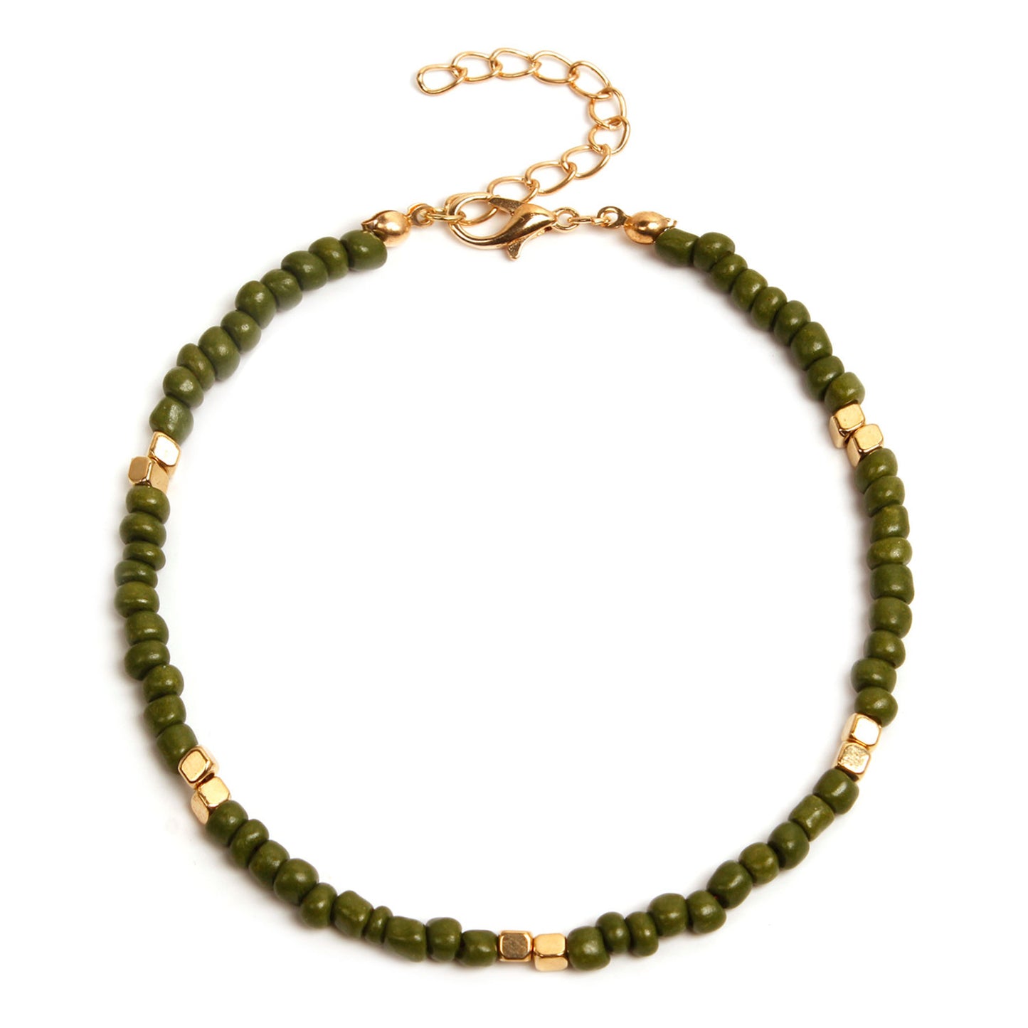 Geometric Gold Glass Beads Anklet for Women