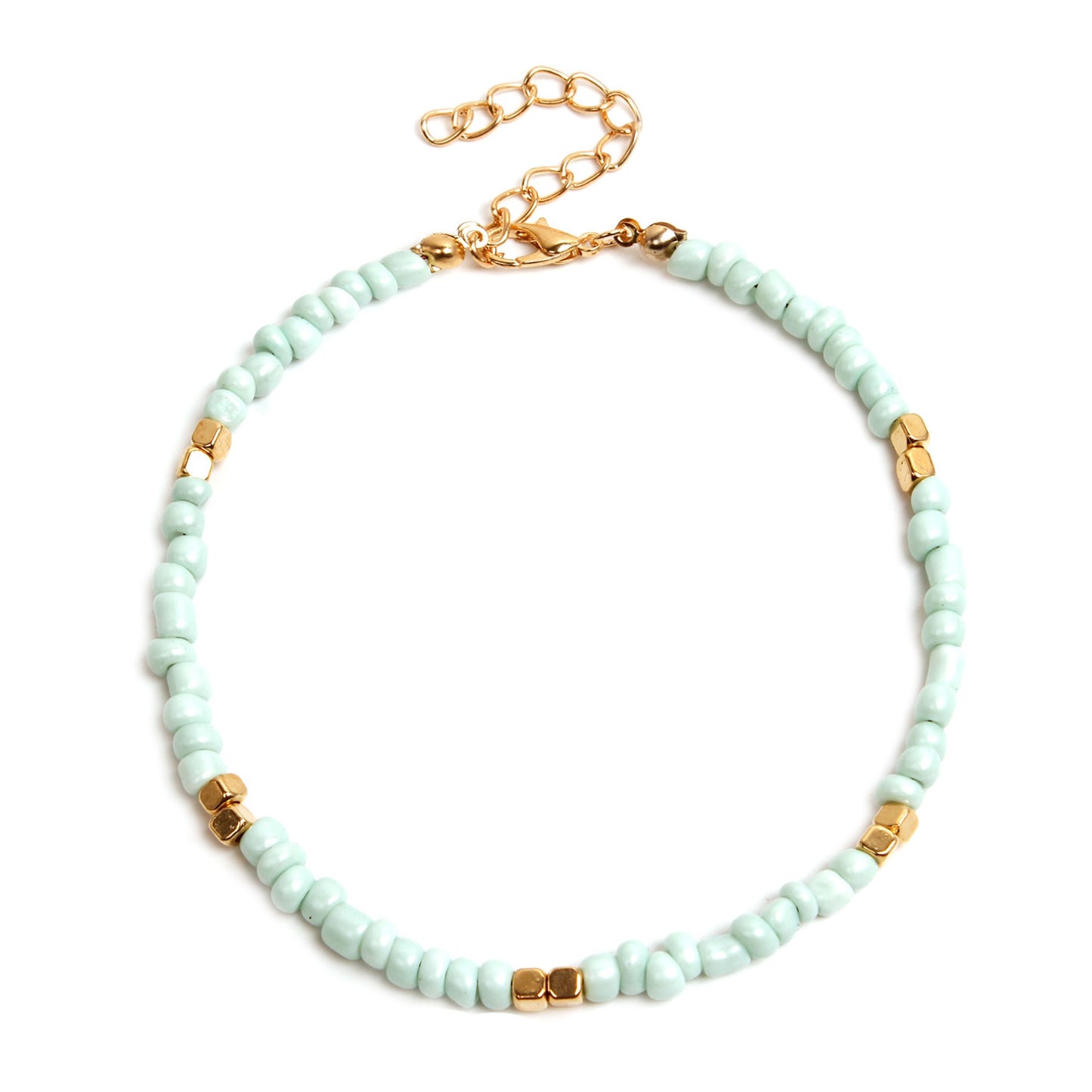 Geometric Gold Glass Beads Anklet for Women