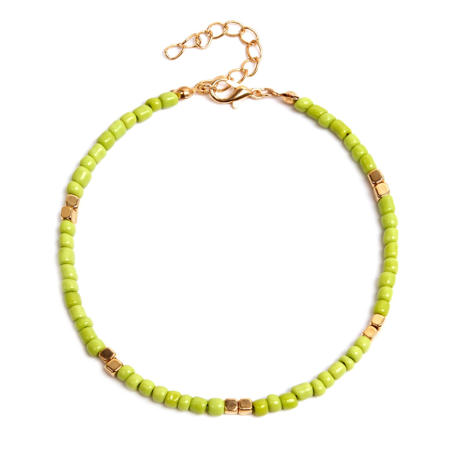 Geometric Gold Glass Beads Anklet for Women