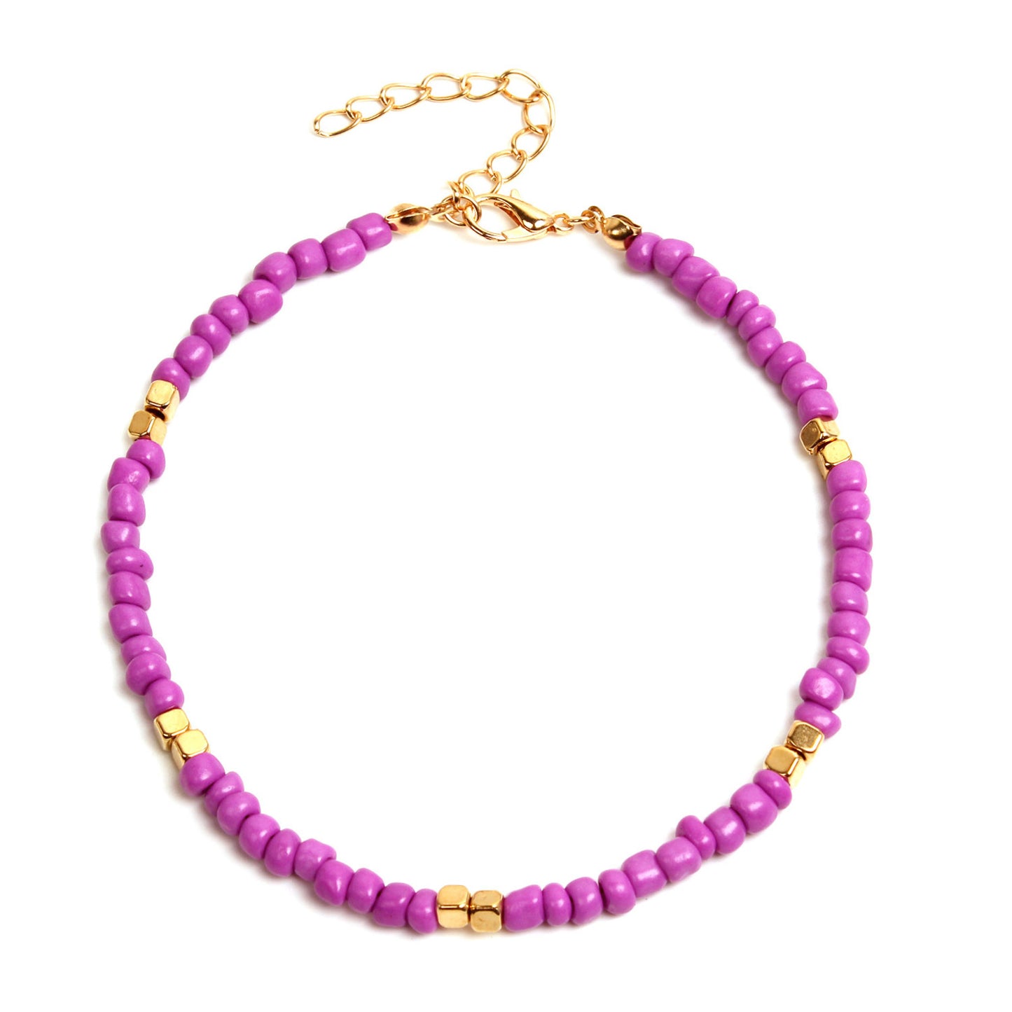 Geometric Gold Glass Beads Anklet for Women
