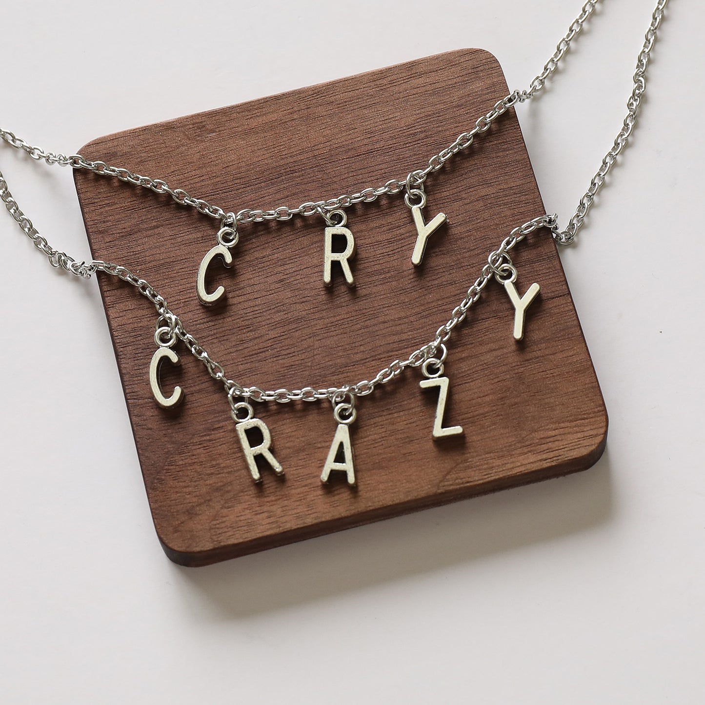 Punk Style Plated Alloy Letter Necklace for Women with Rhinestone Inlay Cross Chain