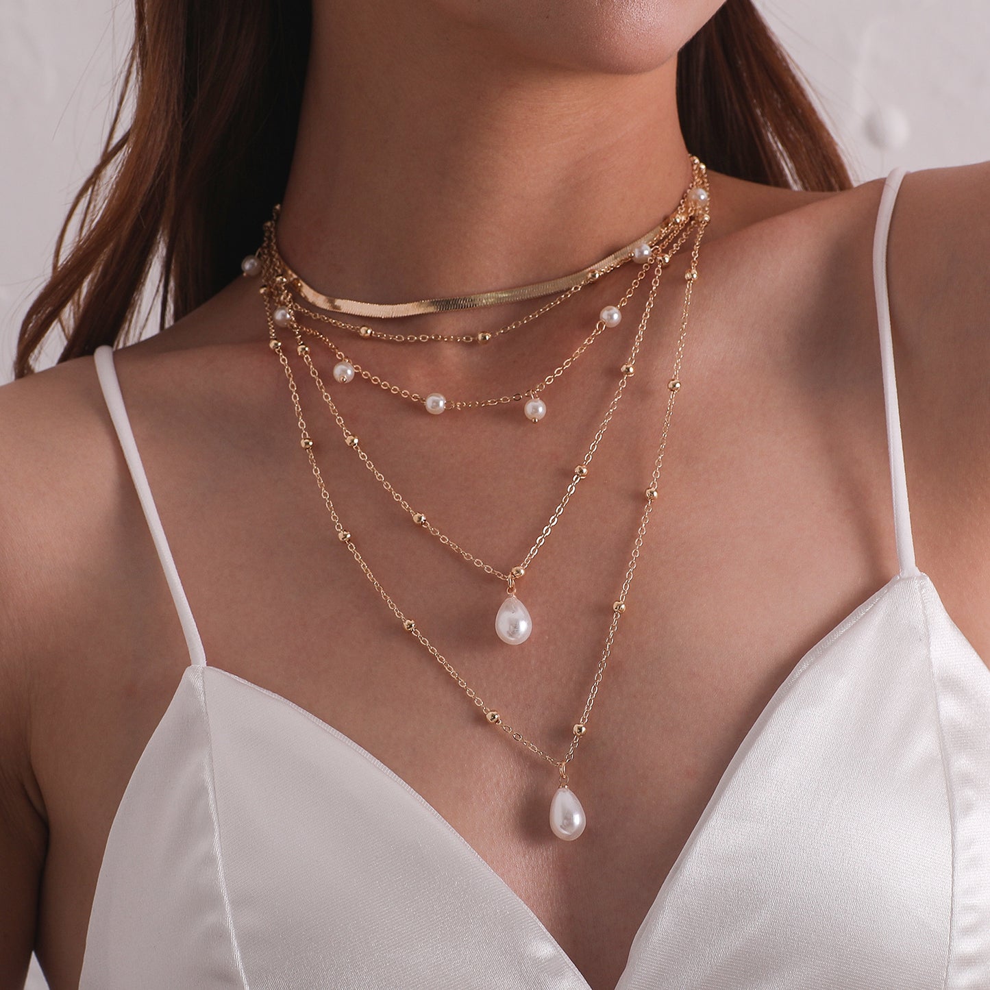 Vintage Minimalist Geometric Mother of Pearl Pendant Necklace for Women Alloy Ball Chain