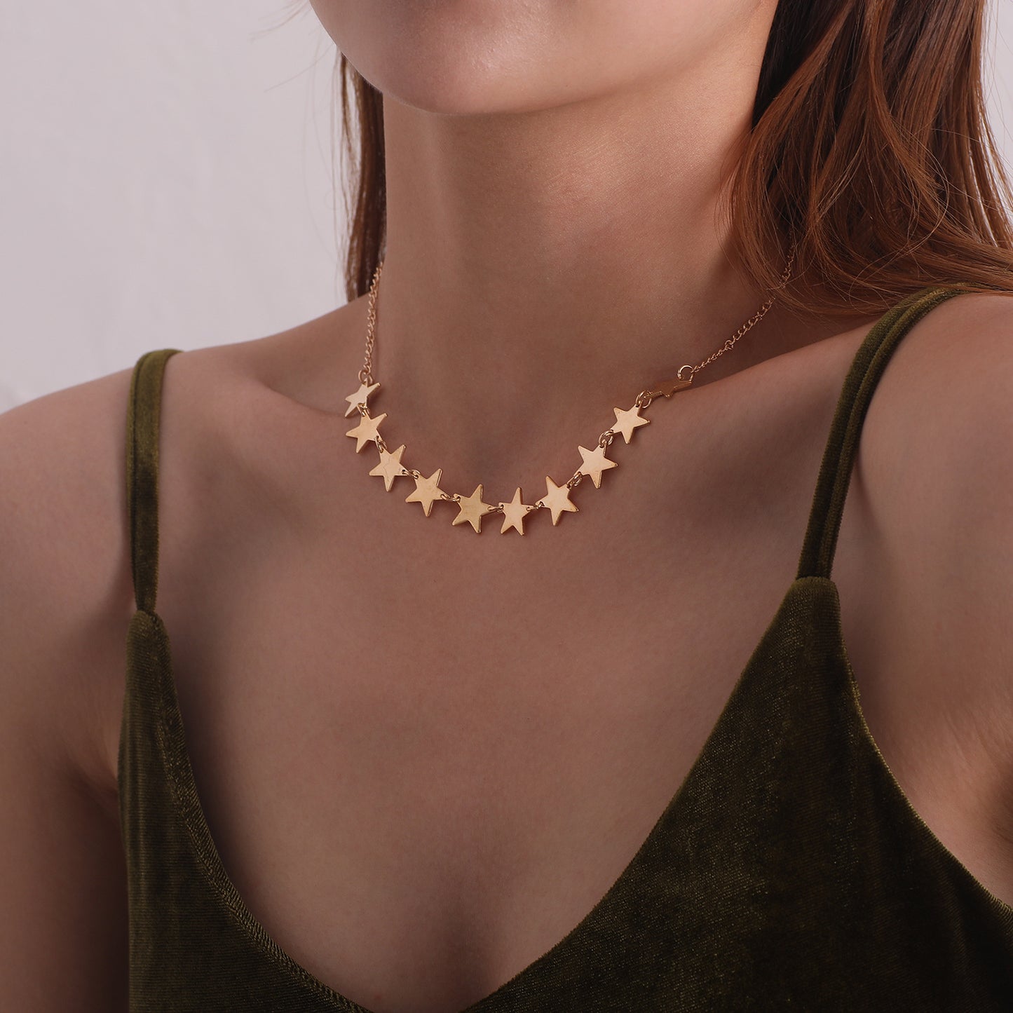 Women's Alloy Star Pendant Necklace, Box Chain Style, Fashion Minimalist Jewelry, Vintage Design