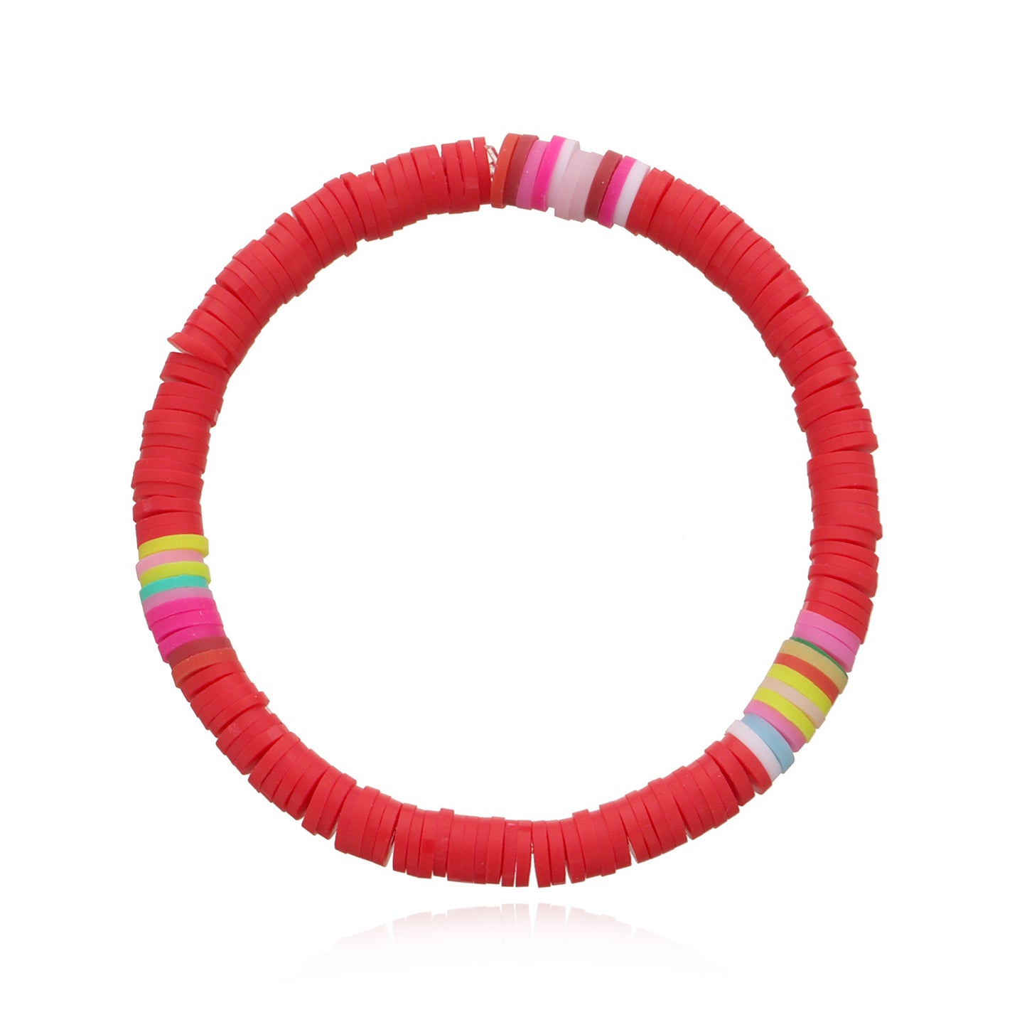Colorful Clay 6mm Beach Bracelet for Women Bohemian Style Elastic Rope Beaded Jewelry Travel Souvenir Gift