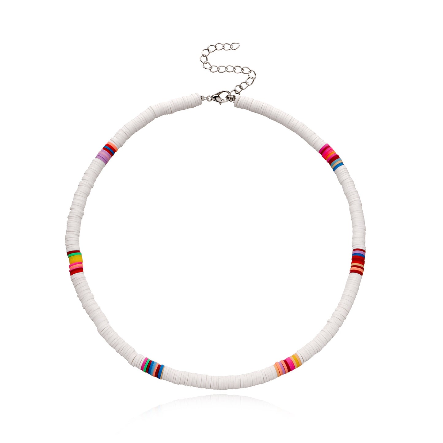 Collana Girocollo da Donna in Argilla Geometrica, Gioielli di Moda con Dischi Rotondi da 6 mm, Catena in Filo di Pesca, Stile Bohemien