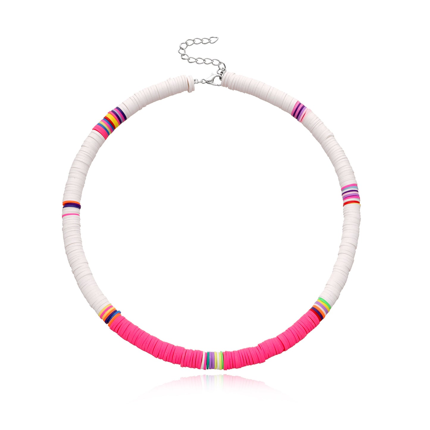 Collana Girocollo da Donna in Argilla Geometrica, Gioielli di Moda con Dischi Rotondi da 6 mm, Catena in Filo di Pesca, Stile Bohemien
