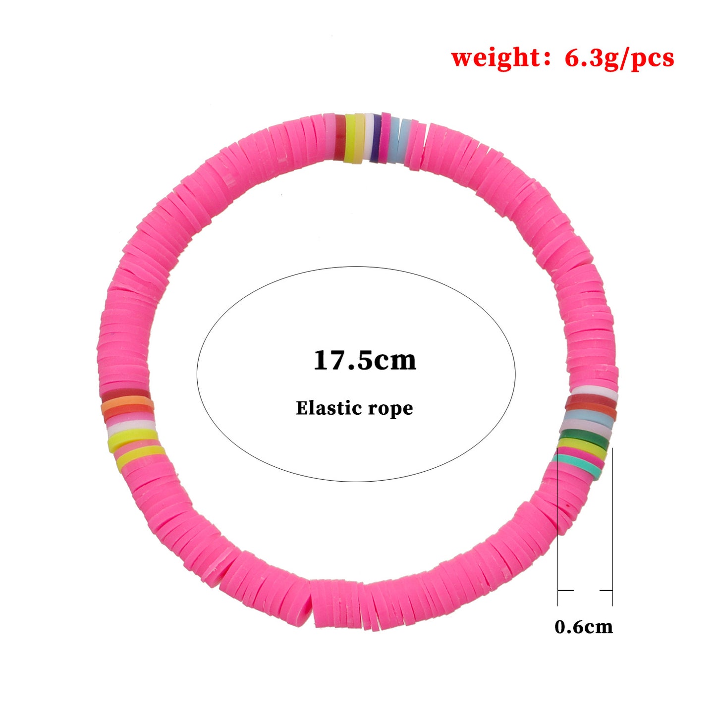 Colorful Clay 6mm Beach Bracelet for Women Bohemian Style Elastic Rope Beaded Jewelry Travel Souvenir Gift